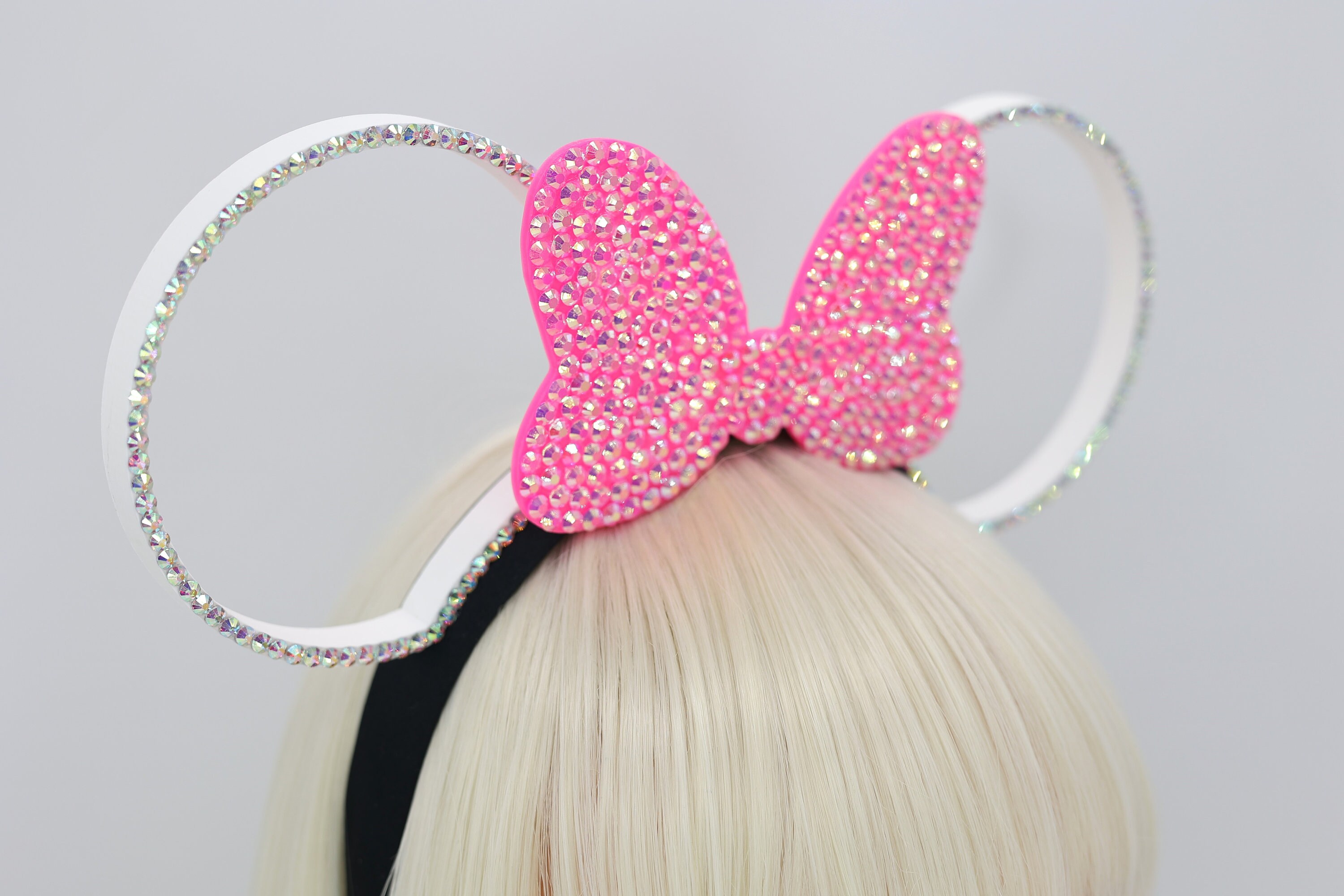 3D Minnie Mouse Ears BARBIE PINK Rhinestone Bow - Etsy display picture 1