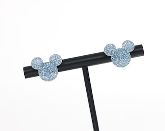 BLUE GLITTER Magical Mouse Earrings