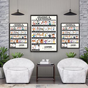 Jouons à l’extérieur Affiche Éducative 24x36 |自閉症とTDAHのVisuelをサポート |エコールとメゾンの日常 |フランスのポスター
