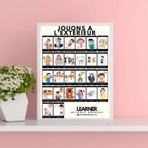 Jouons à l’extérieur Affiche Éducative 8x11|自閉症とTDAHのVisuelをサポート |エコールとメゾンの日常 |フランスのポスター