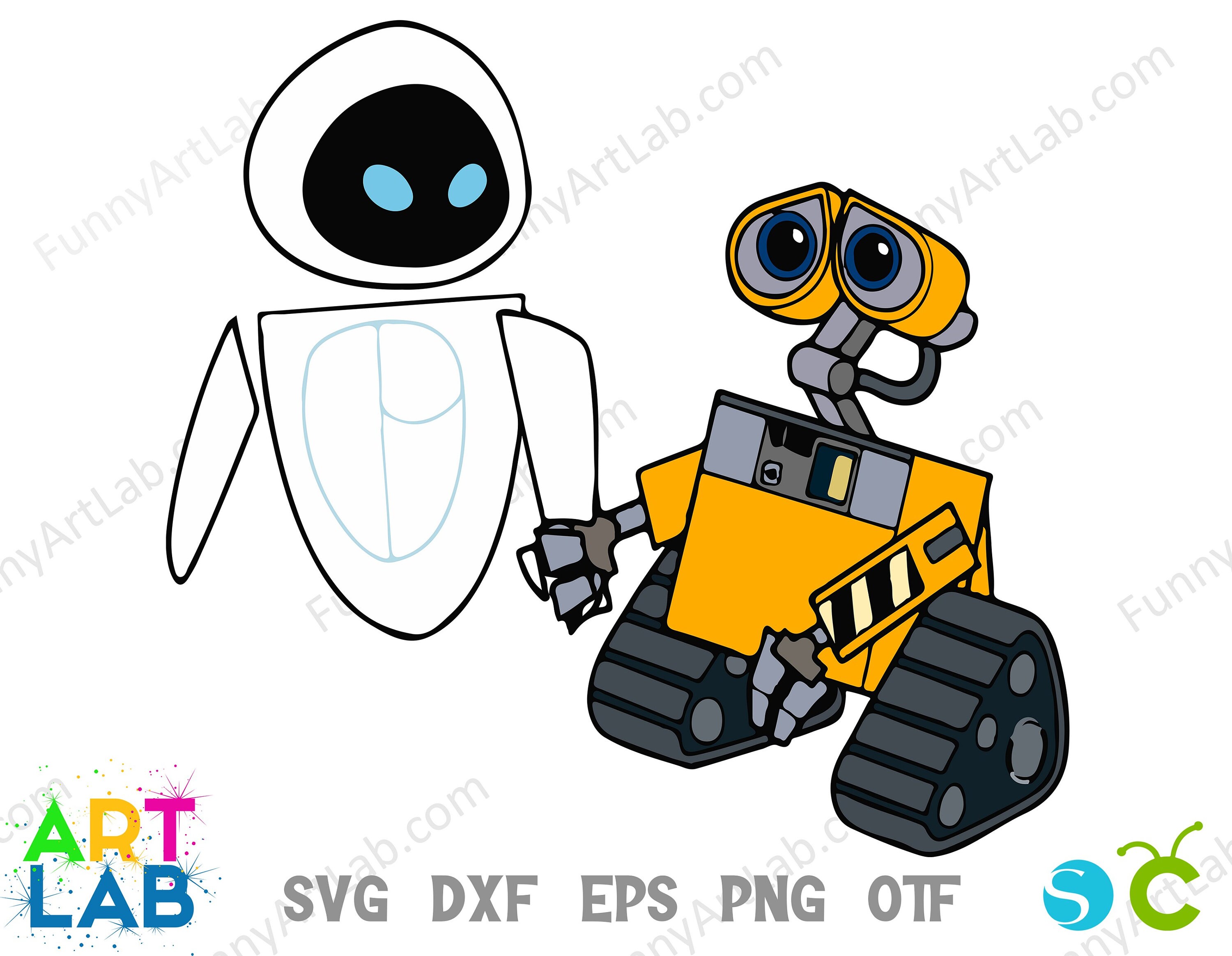 Walle Svg Bundle, Fan Art Walle and Eve Png, Walle Png Bundle, Wall