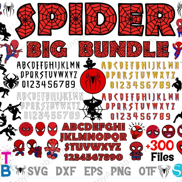 Spider Bundle, Superhero Letters Svg Cricut, Spider Svg Superhero Font Otf, Spider shirt Diy, Spider Font Svg Spider Letters Layered Spider