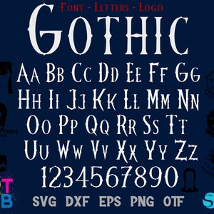 Gothic font Svg, Gothic Svg Letters Cricut, Gothic Letters svg Girl Font, Gothic Girl Shirt Diy Birthday Letters Png, Halloween font svg