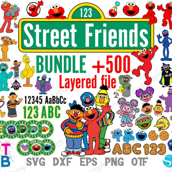 Street Friends Bundle License Fan Art, Street SVG Cricut Layered, Street PNG Print, Street Shirt Diy SVG, Street font, Street letters Svg