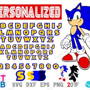 Letras de Sonic Svg Cricut Fuente Sonic otf, Letras de Sonic Svg Png Banner de cumpleaños Png Camiseta de Sonic Svg Diy Logotipo de Sonic svg Camiseta personalizada diy