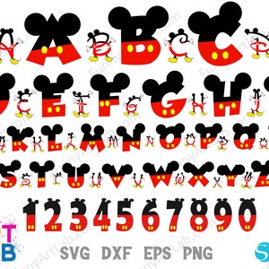 Paquete de cumpleaños Svg, Letras de cumpleaños SVG Cricut, Letras de Mickey Svg Png, Mickey Svg Png, Números de cumpleaños Png Svg, Camisa de bebé DIY svg