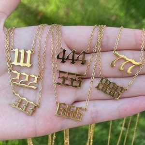 111, 222, 333, 444, 555, 777, 888, 999 Angel Number Gold Necklace, Summer Jewelry, Custom Charm Silver Lucky Number Necklace, Gift for Her