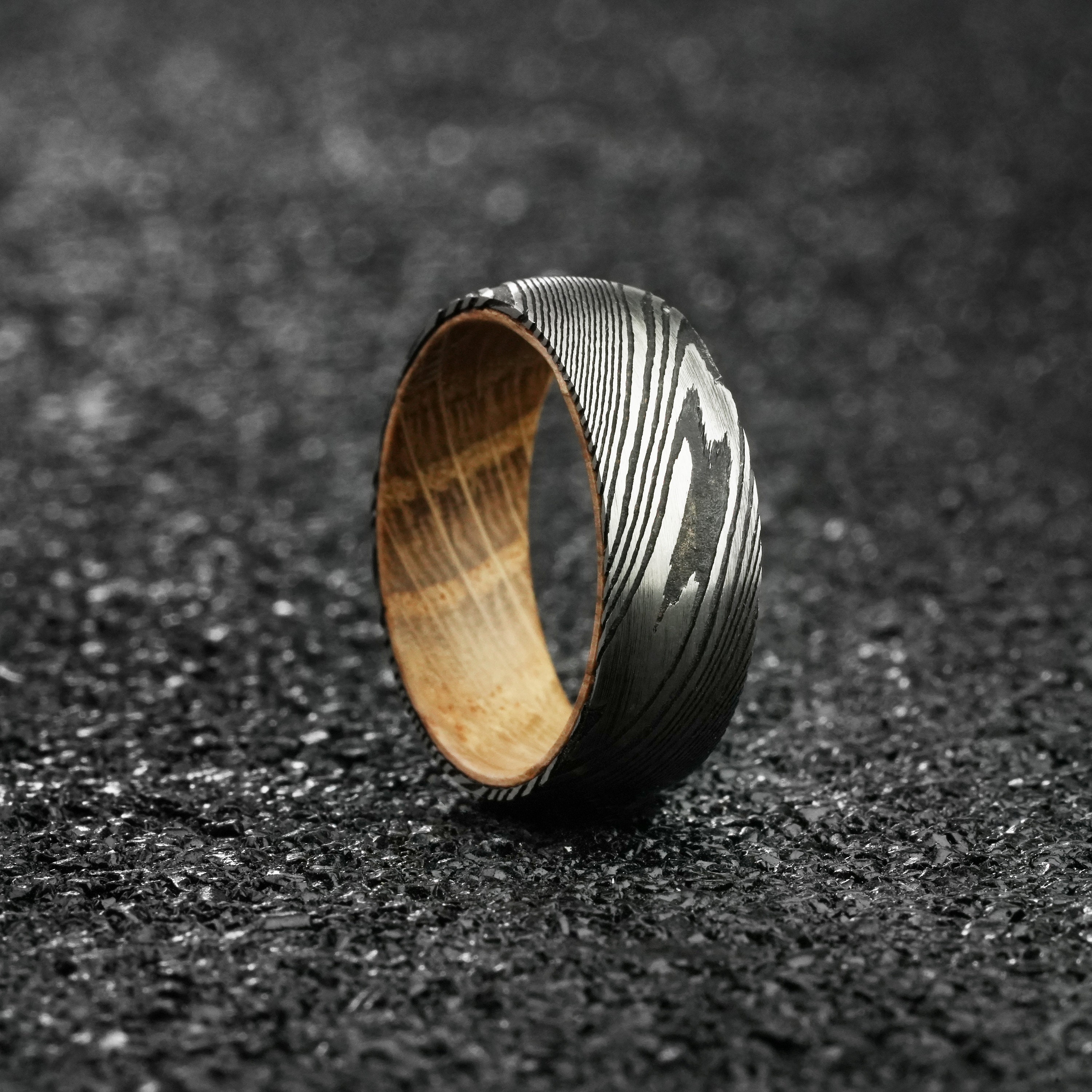 Barrel Ring Damascus Whiskey Barrel Ring Mens Damascus Steel Wood Wedding - Etsy