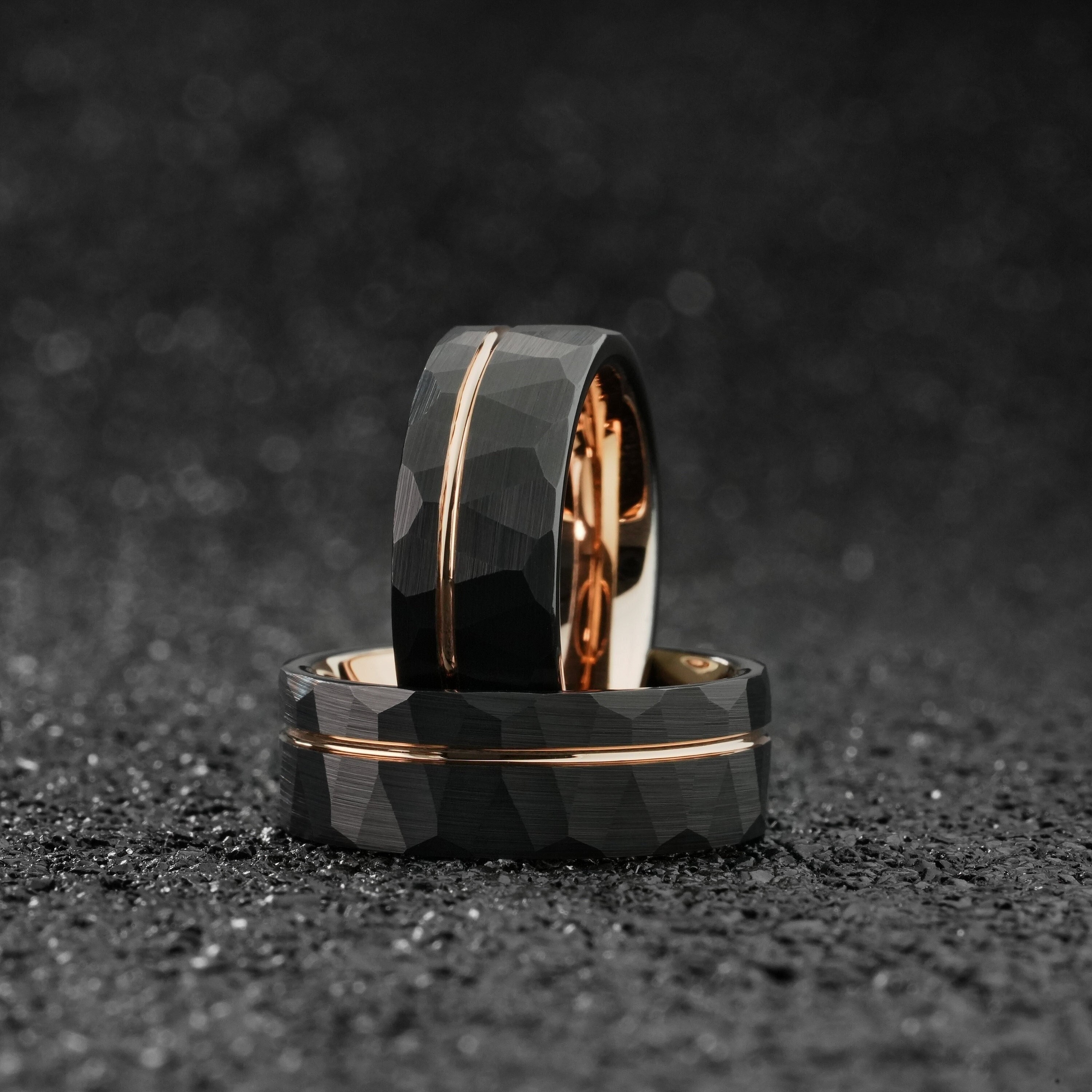 Anelli a fascia Fedi nuziali da uomo in tungsteno nero da 8 mm
