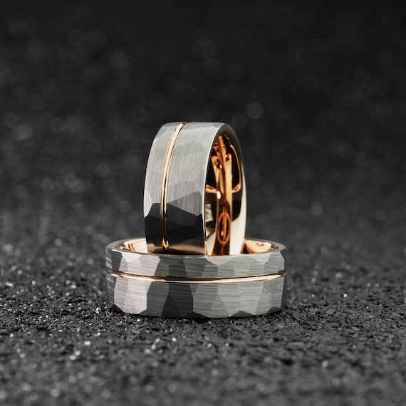 Silver and rose discount gold ring mens
