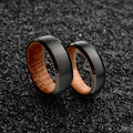 Black Whiskey Barrel Rings, Unique Men Wedding Band, Mens Wooden Promise Ring, Tungsten Wedding Bands for Men, Mens Engagement Ring For Him