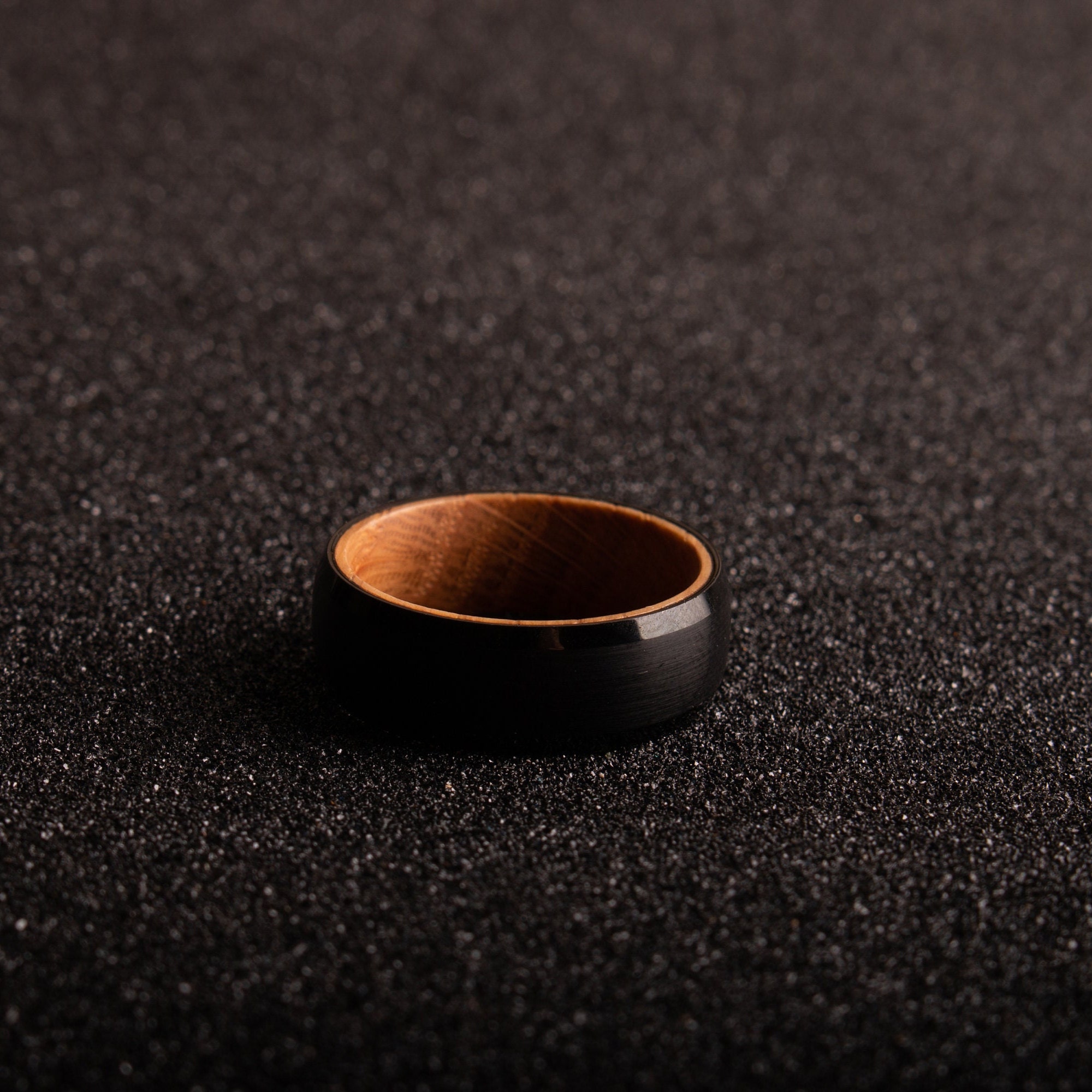 Black Whiskey Barrel Rings, Unique Men Wedding Band, Mens Wooden Promise Ring, Tungsten Wedding Bands for Men, Mens Engagement Ring For Him