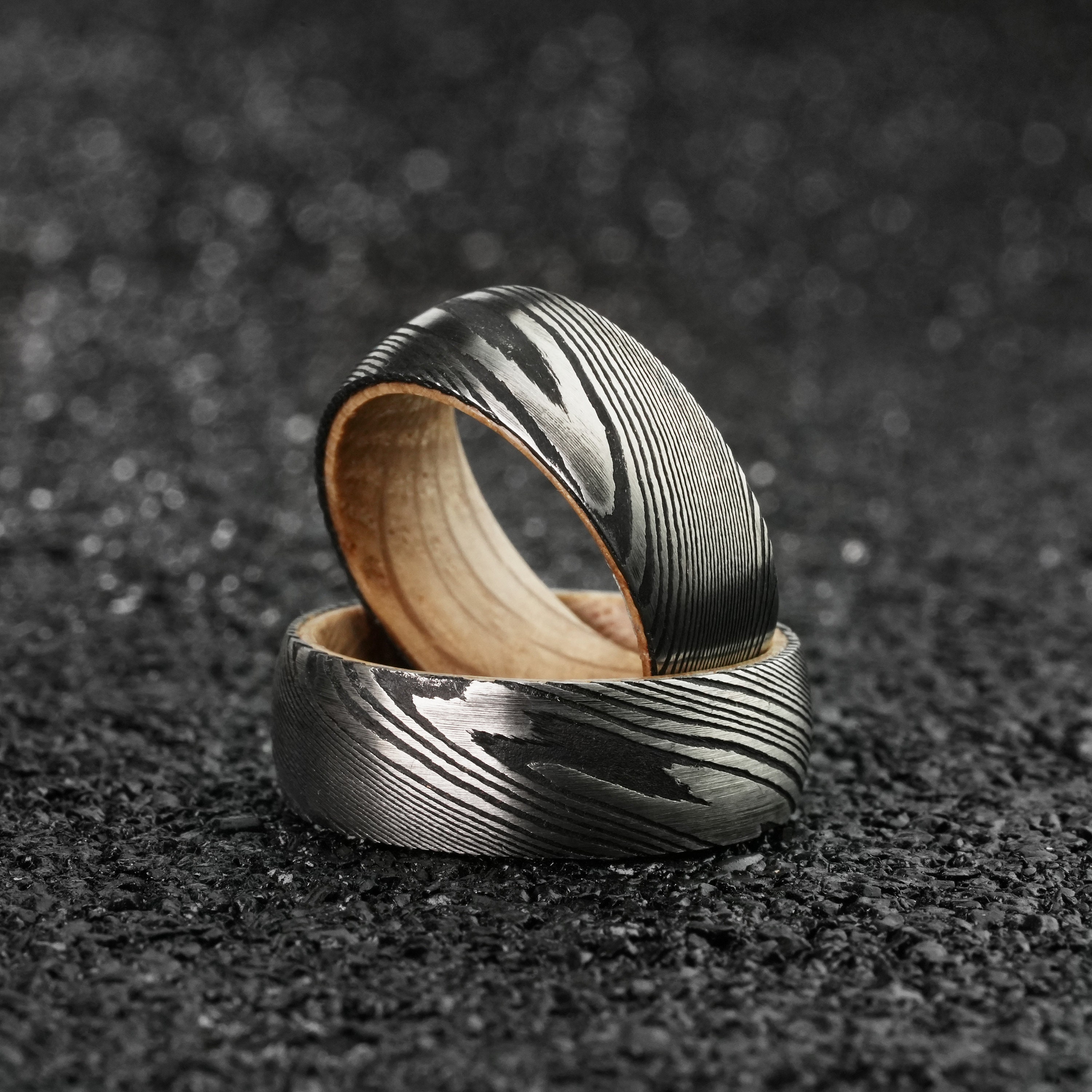 Barrel Ring Damascus Whiskey Barrel Ring Mens Damascus Steel Wood Wedding - Etsy