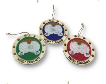Merry Corgmas Ornament, Corgi Butt Christmas Tree Decoration