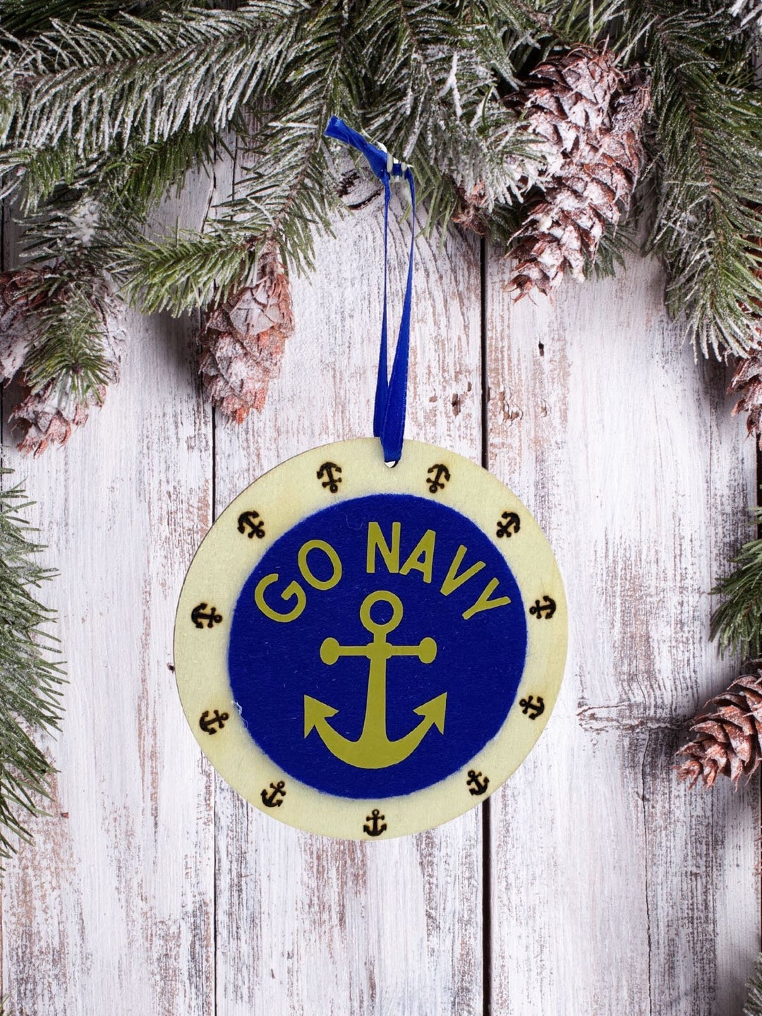 Go Navy Christmas Ornament, USNA Christmas Gift, Midshipman Mom Gift