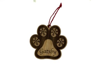 Personalized Dog Paw Print Christmas Ornament