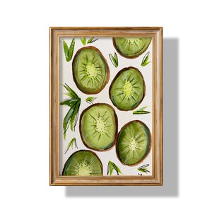 4x6 Watercolor & Mixed Media (Kiwis)- Mat included, Frame sold separately