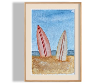 4x6 Watercolor Surf Boards - Frame/mat not included