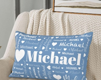 Personalized Girls Name Pillow Case with Love Heart, Custom Childs Gift, Pillow Cover with Name