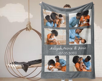 Coperta con collage di foto personalizzata Coperta con foto personalizzata Coperta in morbida flanella per divano, regali fotografici personalizzati per mamma, moglie, compleanno, Natale
