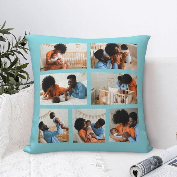 Custom Photo Pillow Cover Personalized Picture Square Pillowcase for Sofa Living Room PatioPersonalized Gifts for Mom Dad Birthday Christmas