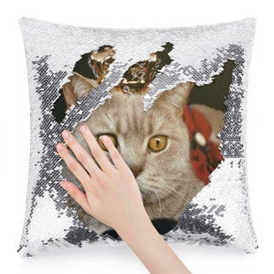 Custom Sequin Pillow Cases Photos Collage Magic Reversible Throw Pillowcase Decorative Cushion Case Personalized Gift for Christmas Birthday