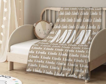 NANA & MOM Name Blanket, Custom Baby Name Blanket, Personalized Family Name Blanket, Birthday Christmas Gift Baby Shower Blanket for Kids