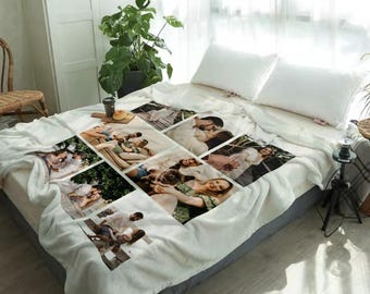 Coperta con collage fotografico personalizzato, coperta con testo e immagine personalizzata, coperta da divano, regali divertenti personalizzati per papà, compleanno, Natale
