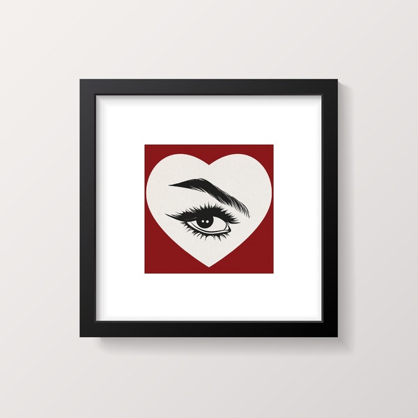 La Doña | Digital Art Print | 5x5 | Maria Félix Illustration | Mexican Actress | Arte Mexicano | Heart Eye Vector Drawing | Wall Decor