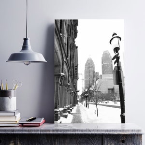 Toronto streets in winter - City photography prints - Black and white wall art prints