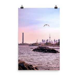 Sunset at Lake Ontario and Toronto Cityscape - City photography with famous CN Tower - Wall art print as Home Cafe and Restaurant Decor