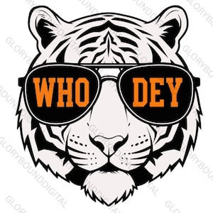 Tiger Sunglasses PNG: Cincinnati Football, Game Day Shirt Design (Digital Download