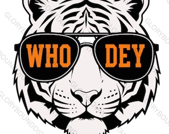 Tiger Sunglasses PNG: Cincinnati Football, Game Day Shirt Design (Digital Download