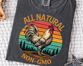 Grappige haan, png-stijl: retro zonsondergang boerderijdieren shirtontwerp (digitale download)