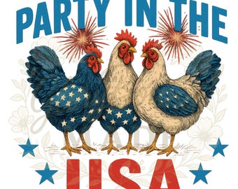 Patriotic Chicken PNG: 4th of July Sublimation Design (Digital Download, 300 DPI)