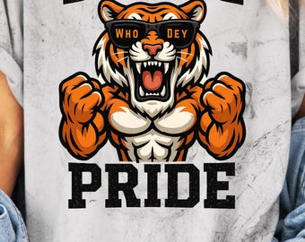 Bengal Pride Tiger PNG: Who Dey Football Shirt Design (Digital Download 300 DPI)