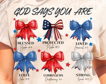 Patriotic Bow PNG: 4th of July Christian Sublimation (Digital Download)
