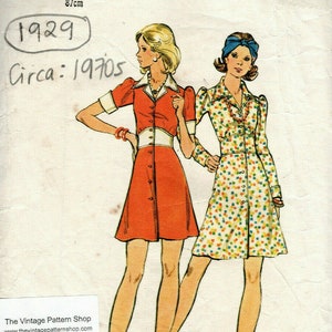 1970s Vintage Sewing Pattern B34″ DRESS (1929) By Butterick 3251