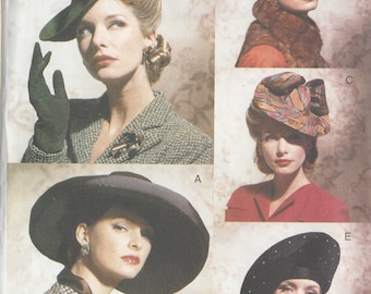 1930s & 1940s Vintage Sewing Pattern HATS ONE SIZE (1098) Vogue 7464