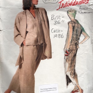 1986 Vintage VOGUE Sewing Pattern (Bust: 36 in) Jacket Skirt Pants & Top (2291) By Issey Miyake VOGUE 1693