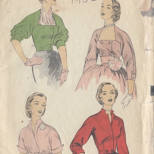 1950er Jahre Vintage Schnittmuster BOLERO/JACKE B30″ (R469) Von ADVANCE 6031