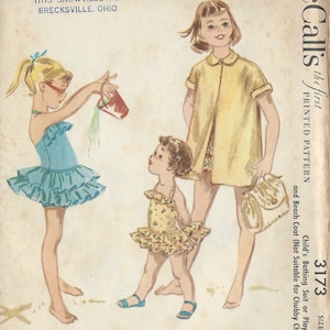1955 Childrens Vintage Sewing Pattern S3 C22" Playsuit BATHING SUIT- COAT (C11) McCall's 3210