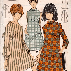 Patrón de costura vintage de la década de 1960 B36in VESTIDO (2037) Por Le Roy Weldons 8749 Barbara Hulanicki (Biba)