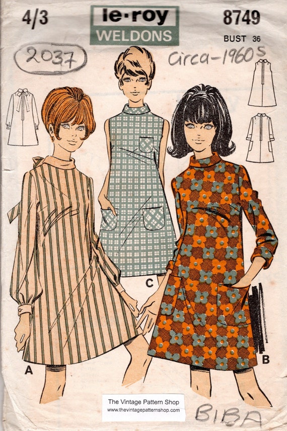 1960s Vintage Sewing Pattern B36in DRESS 2037 by Le Roy Weldons 8749  Barbara Hulanicki biba -  Canada