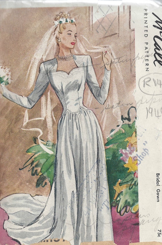 sewing patterns for vintage wedding dresses 1946 Pattern B30