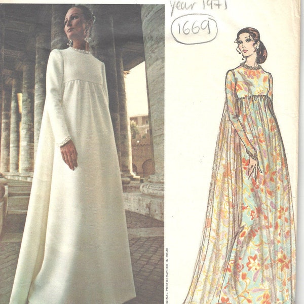 1971 Vintage VOGUE Sewing Pattern B36in EVENING Dress (1669) Fabiani of Italy VOGUE 2537