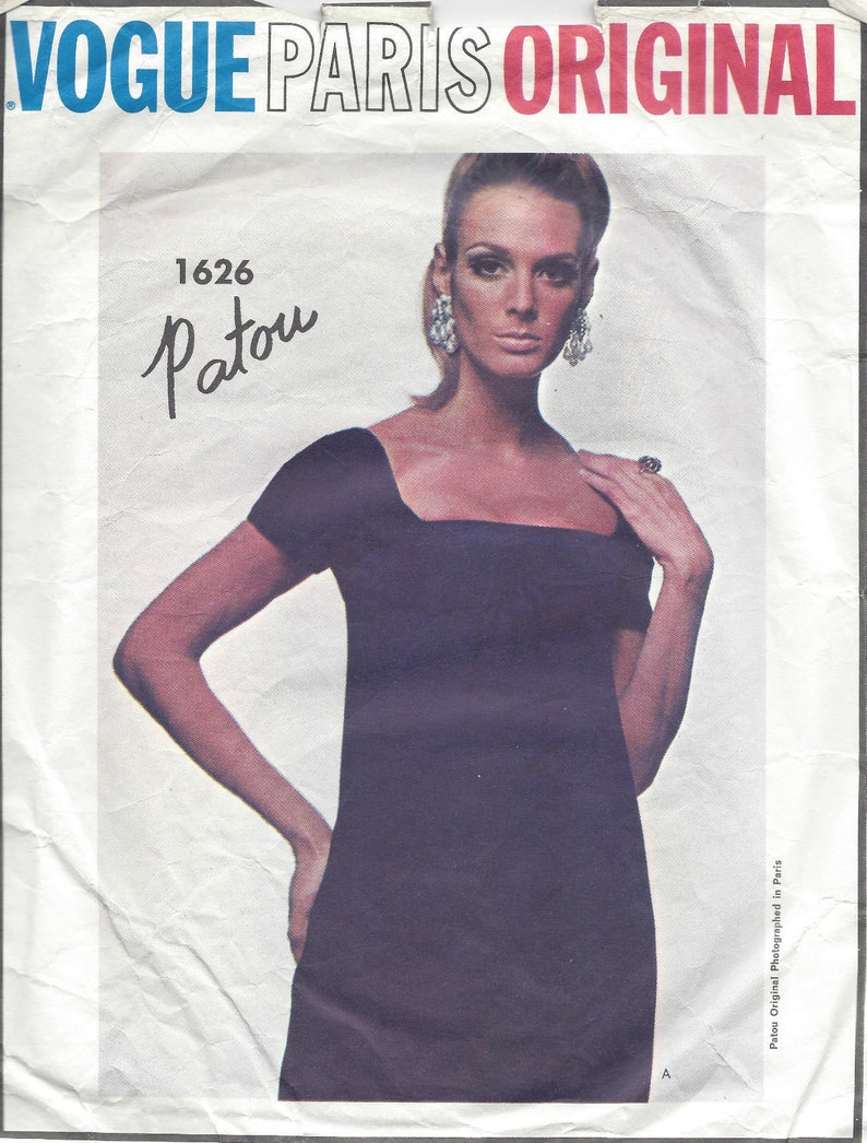 Patron De Couture Robe Vintage Vogue Années 1960 - Taille B36 - Marque Patou - Neuf