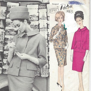 1963 Vintage VOGUE Sewing Pattern B32 Suit JACKET & SKIRT (1375R)  Patou Vogue 1202
