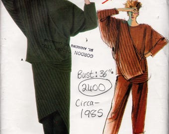 1985 Vintage VOGUE Sewing Pattern (bust: 36 In) Top, Skirt, Pants
