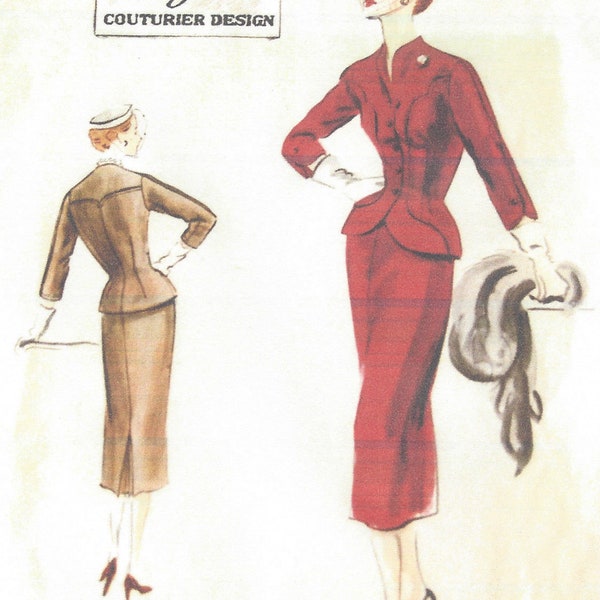 1952 Vintage VOGUE Sewing Pattern B34 Suit-JACKET & SKIRT (1110) By Vogue 691